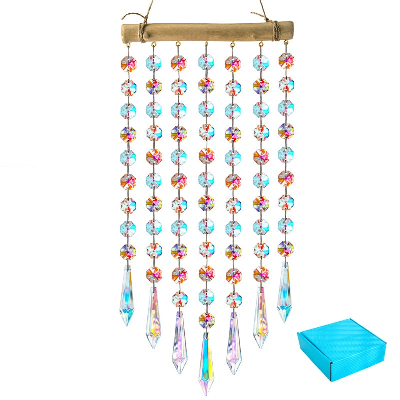 Rainbow Maker Glass Crystal Mobile Wind Chimes with AB Prisms