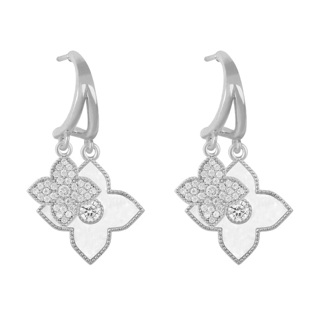 new Korean version of zircon four-leaf clover earrings