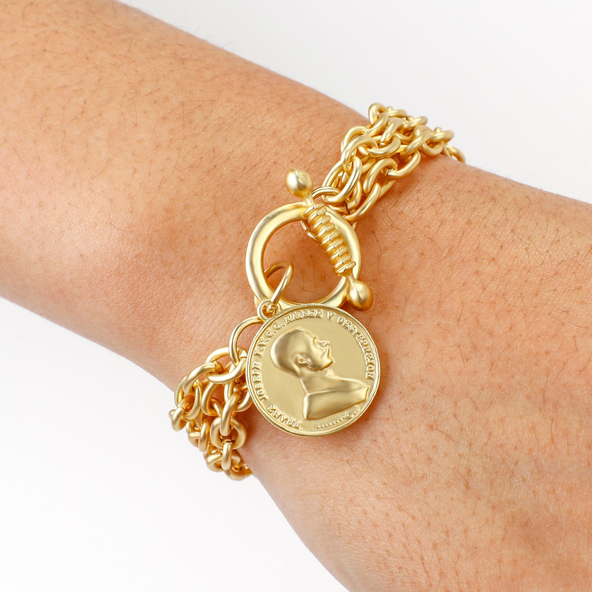 Gold Color Charm Chain Bracelets For Women