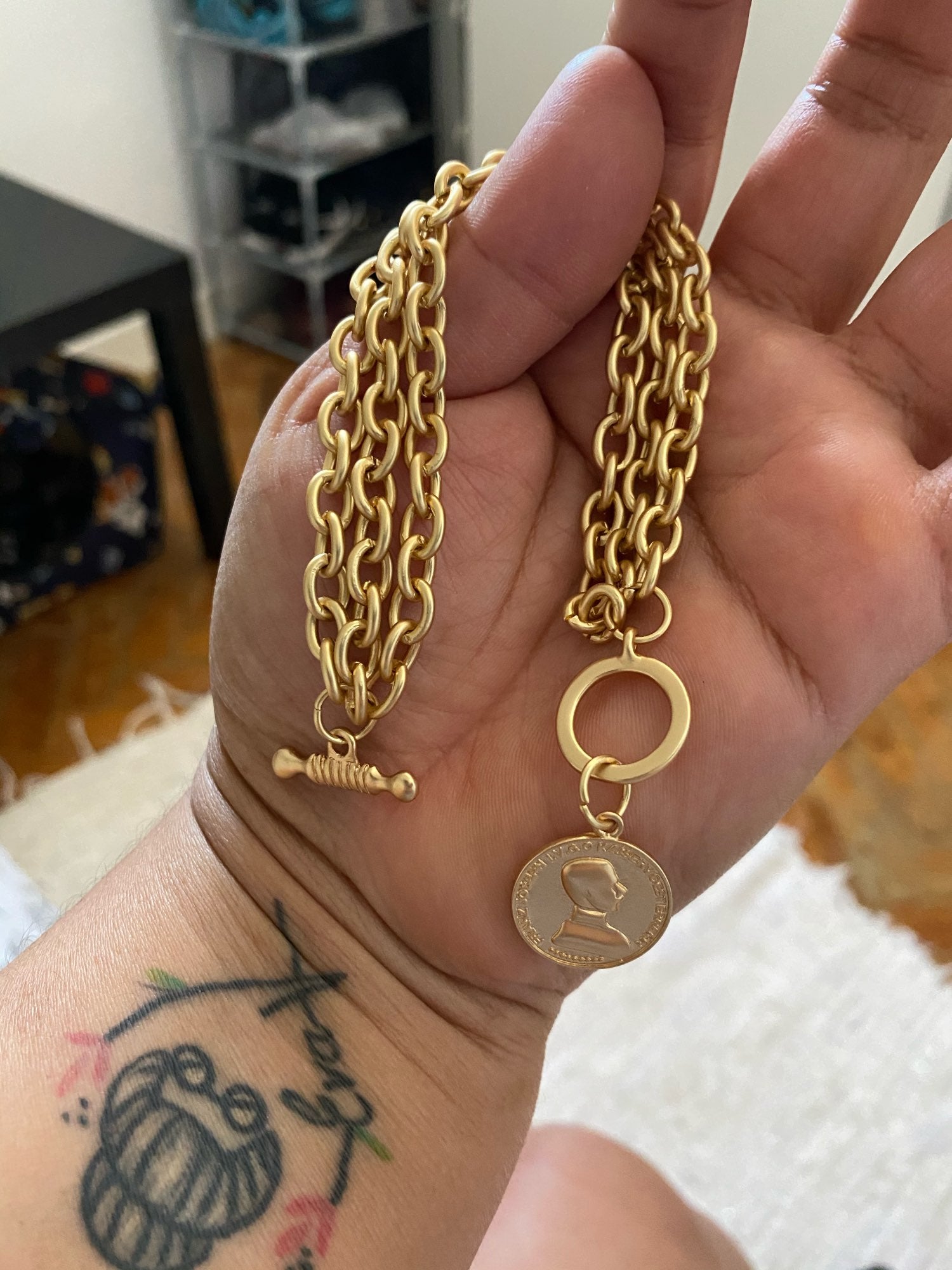 Gold Color Charm Chain Bracelets For Women