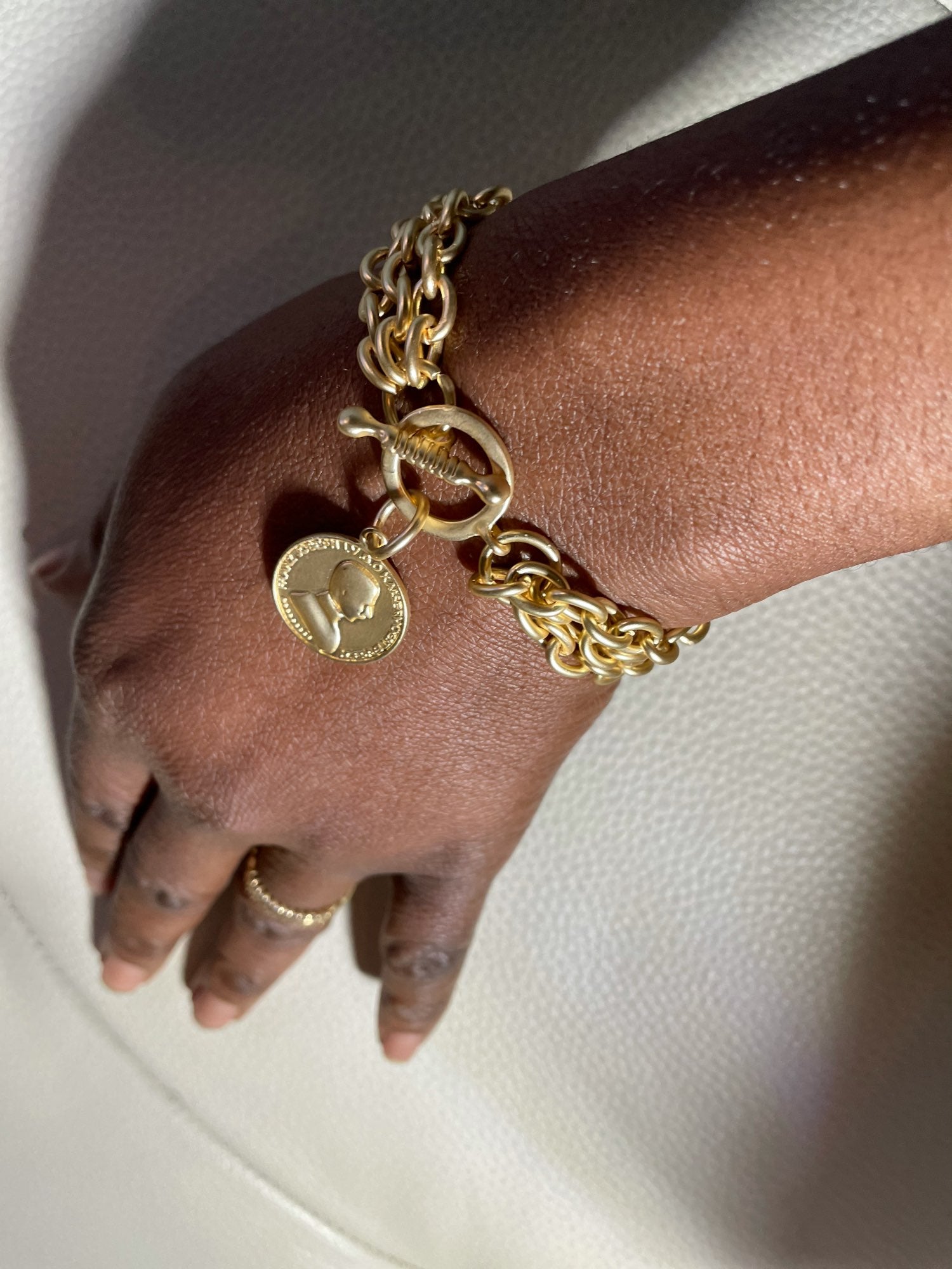 Gold Color Charm Chain Bracelets For Women