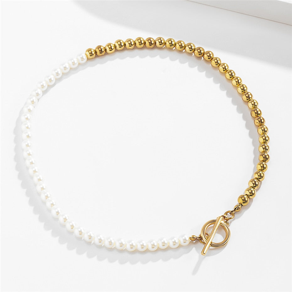 New Fashion Baroque Pearl Chain Necklace