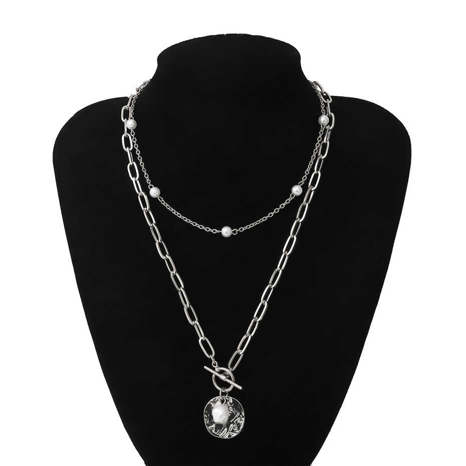 Gothic Baroque Pearl Coin Pendant Choker Necklace