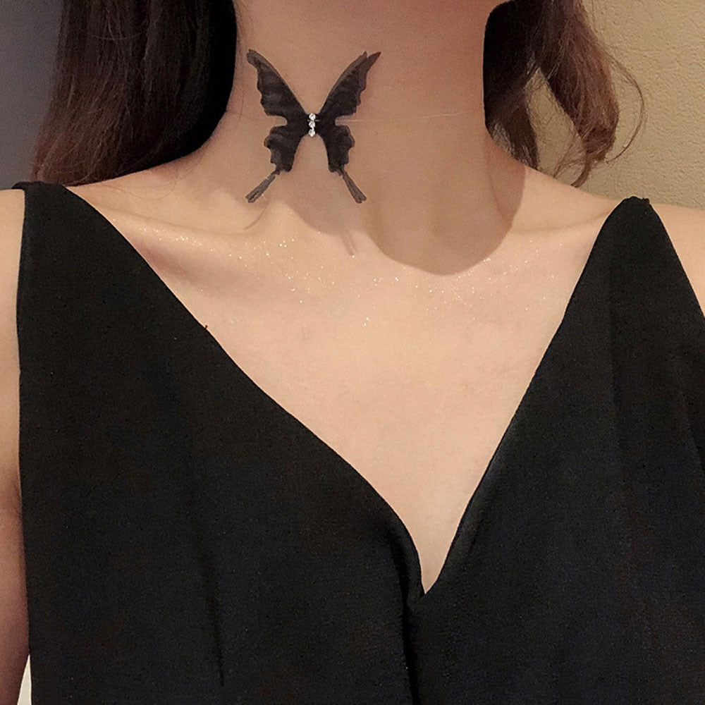 Sexy Black Lace Butterfly Chokers Necklaces