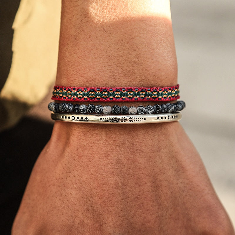 Tibetan Buddha Rope Chain Blue Natural Stone Bracelet