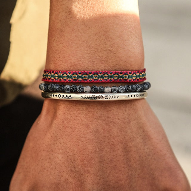Tibetan Buddha Rope Chain Blue Natural Stone Bracelet