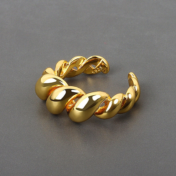Anillo de croissant francés de sarga de plata 925