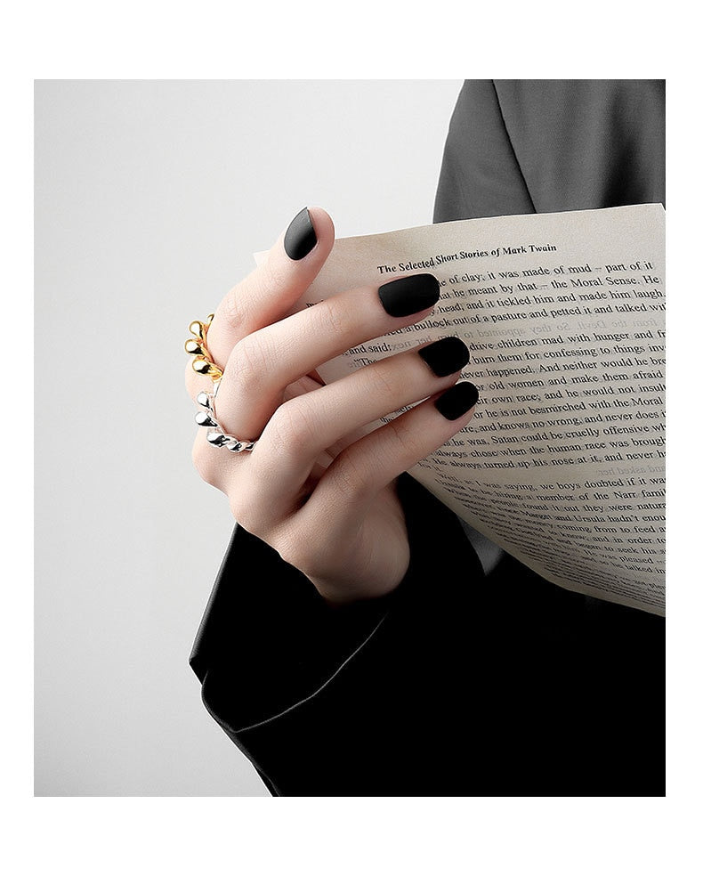 925 Silver Twill French Croissant Ring
