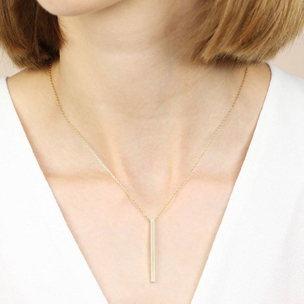 Four Sides Engraving Square Pendant Necklaces