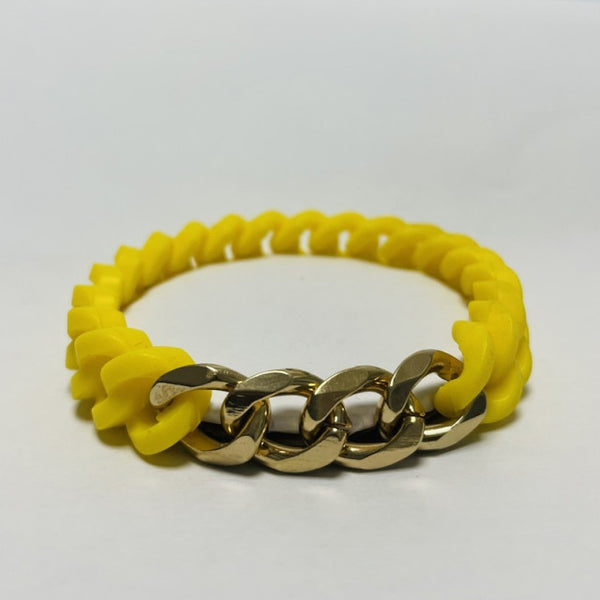 Pulsera de cadena cubana de acero de titanio y silicona.