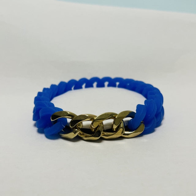 Cuban Chain titanium steel silicone twist  bracelet