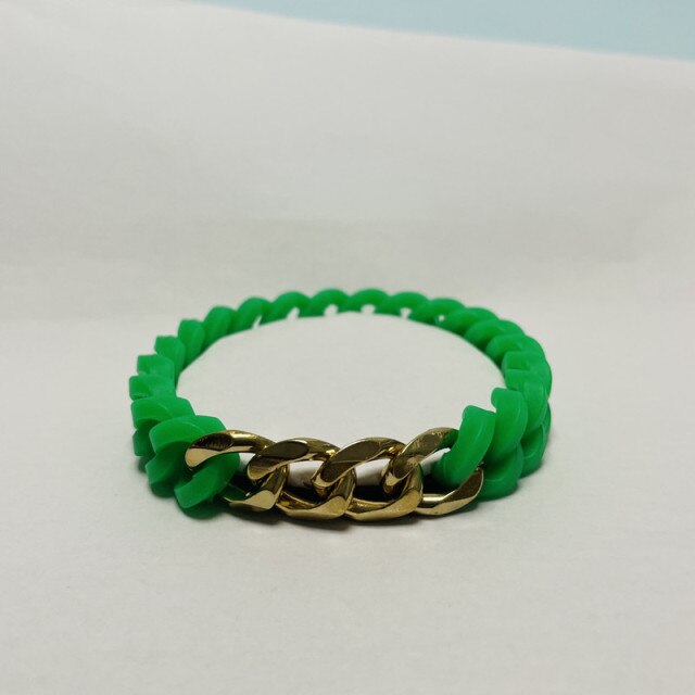 Cuban Chain titanium steel silicone twist  bracelet