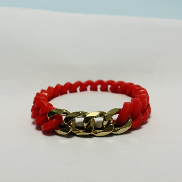 Cuban Chain titanium steel silicone twist  bracelet