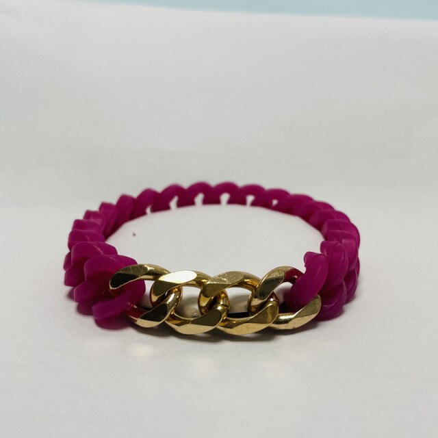 Cuban Chain titanium steel silicone twist  bracelet