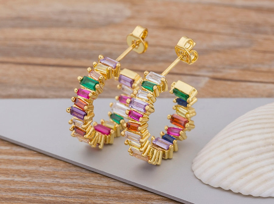 Luxury Female Crystal Zircon Stone Earrings