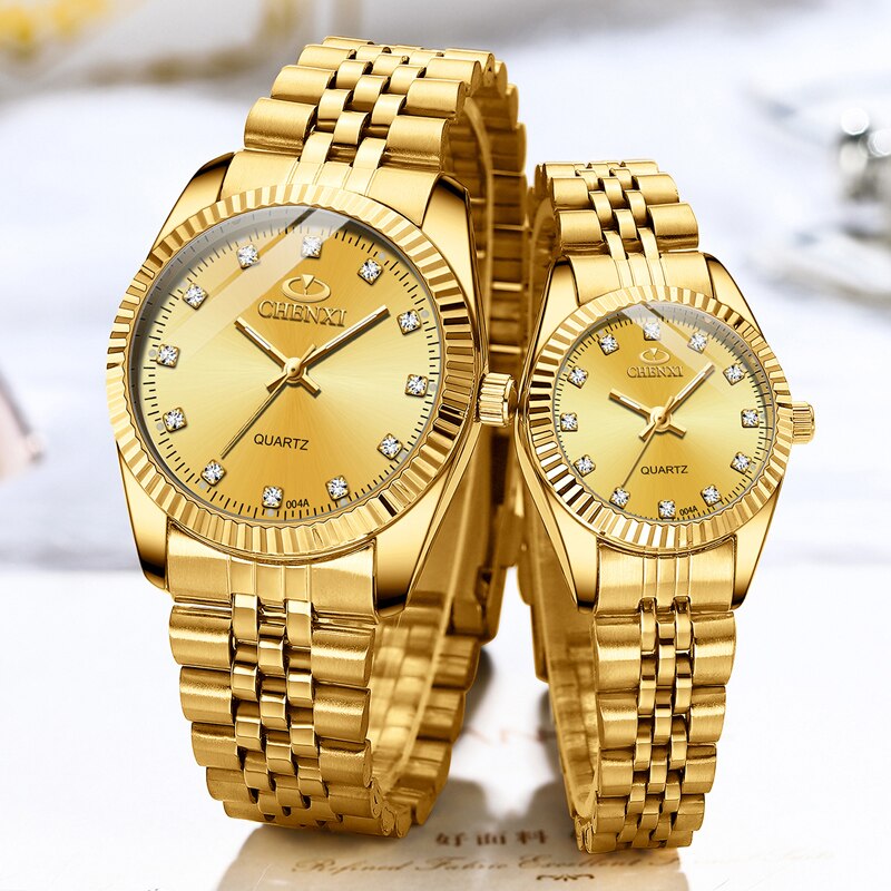 Luxury Gold Watch With Green Dial Fashion Business Men Watch