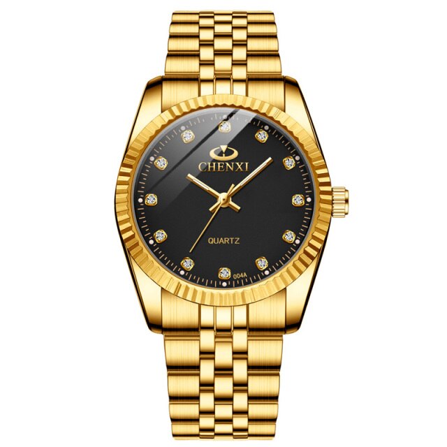 Luxury Gold Watch With Green Dial Fashion Business Men Watch