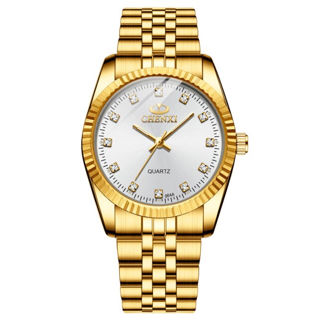 Luxury Gold Watch With Green Dial Fashion Business Men Watch
