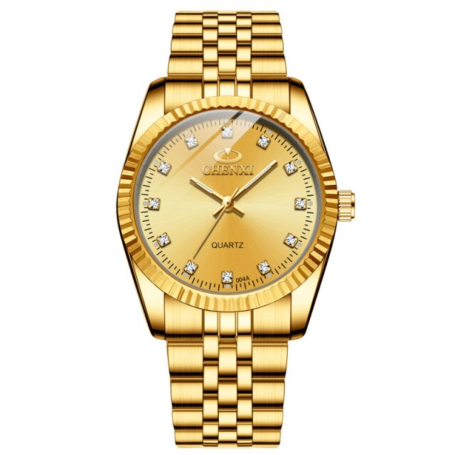 Luxury Gold Watch With Green Dial Fashion Business Men Watch
