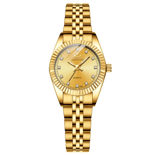 Luxury Gold Watch With Green Dial Fashion Business Men Watch