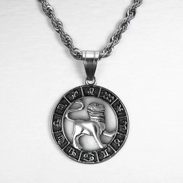 Silver Color 12 Constellation Zodiac Pendant Necklace