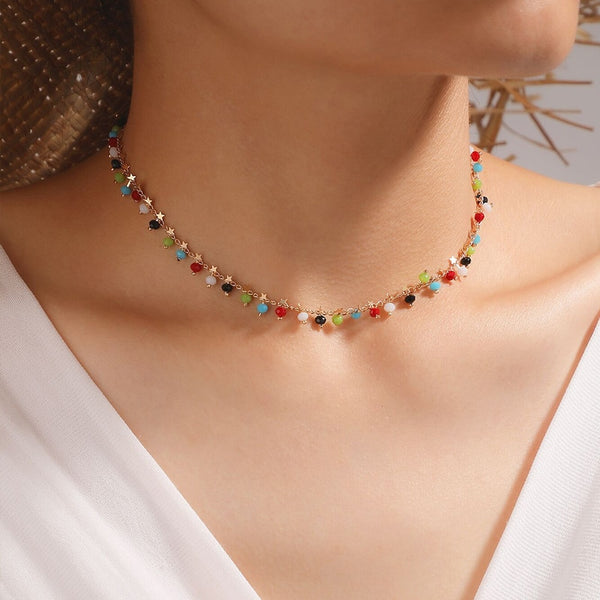 Colorful Bead Choker Necklace