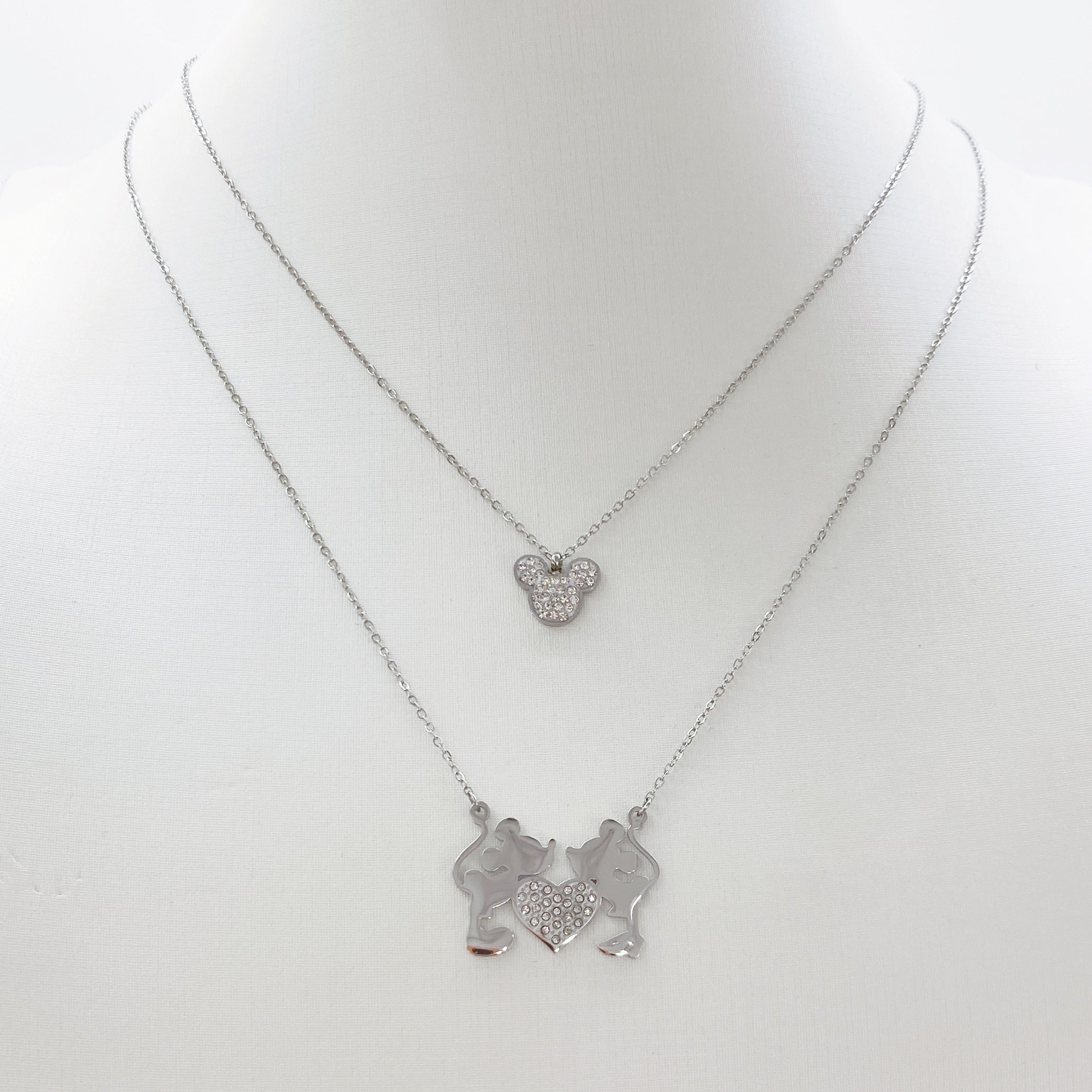 Cartoon Kawaii Mouse Pendant Necklace set