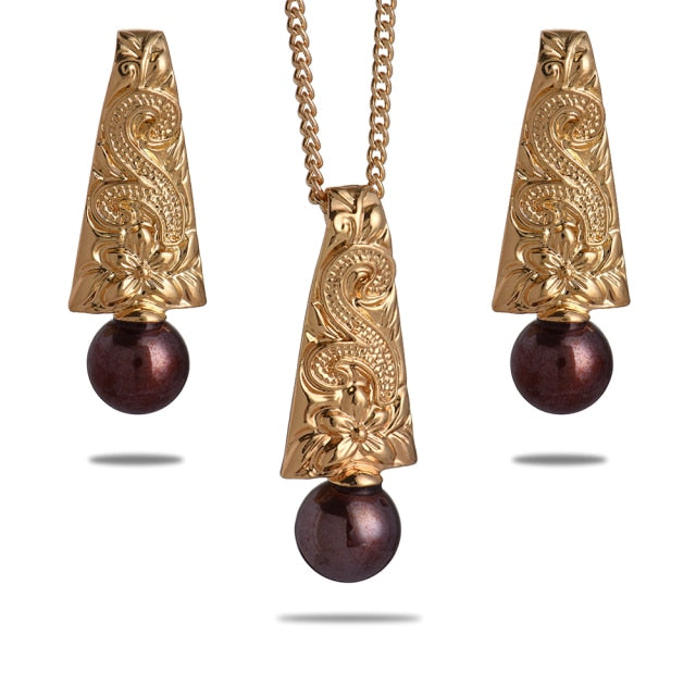 Different Color Drop Pearl Necklace Set
