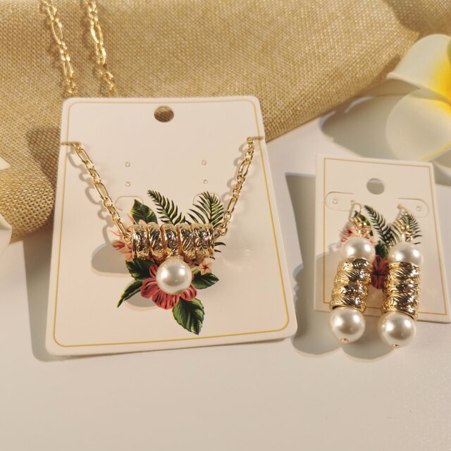 Different Color Drop Pearl Necklace Set