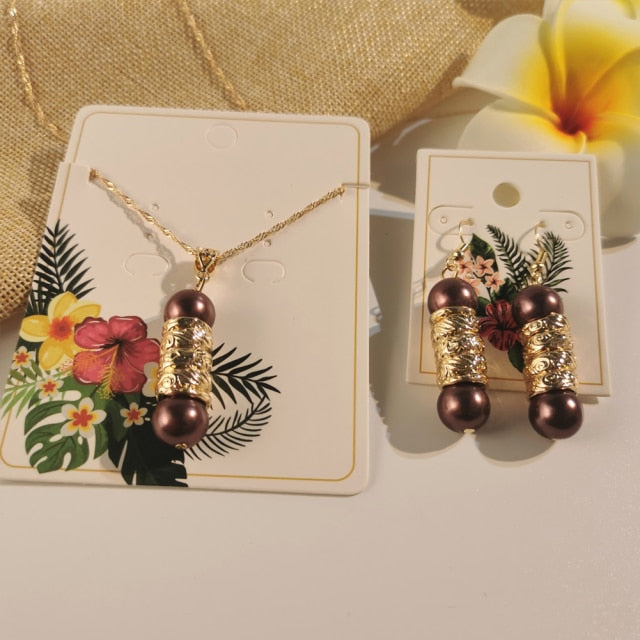Different Color Drop Pearl Necklace Set