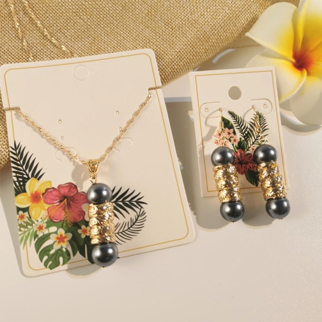 Different Color Drop Pearl Necklace Set
