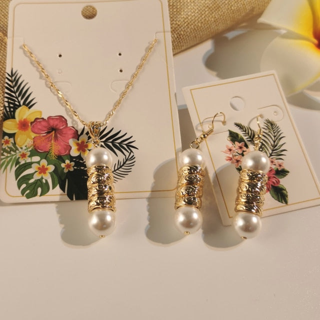 Different Color Drop Pearl Necklace Set