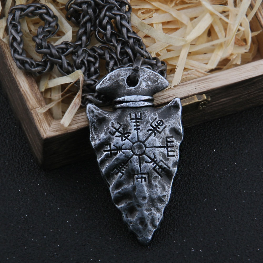 "Helm of Awe" and "Viking Vegvisir" Iron Color Viking spear Pendant