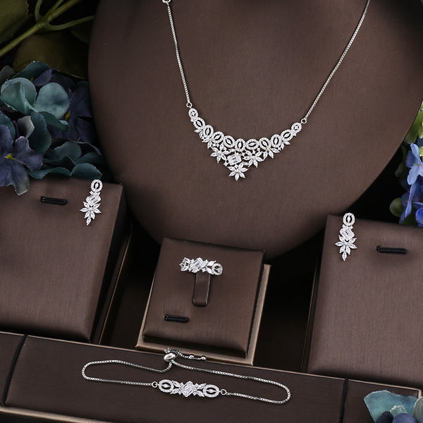African 4pcs Bridal Jewelry Sets New Fashion Dubai Jewelry Set