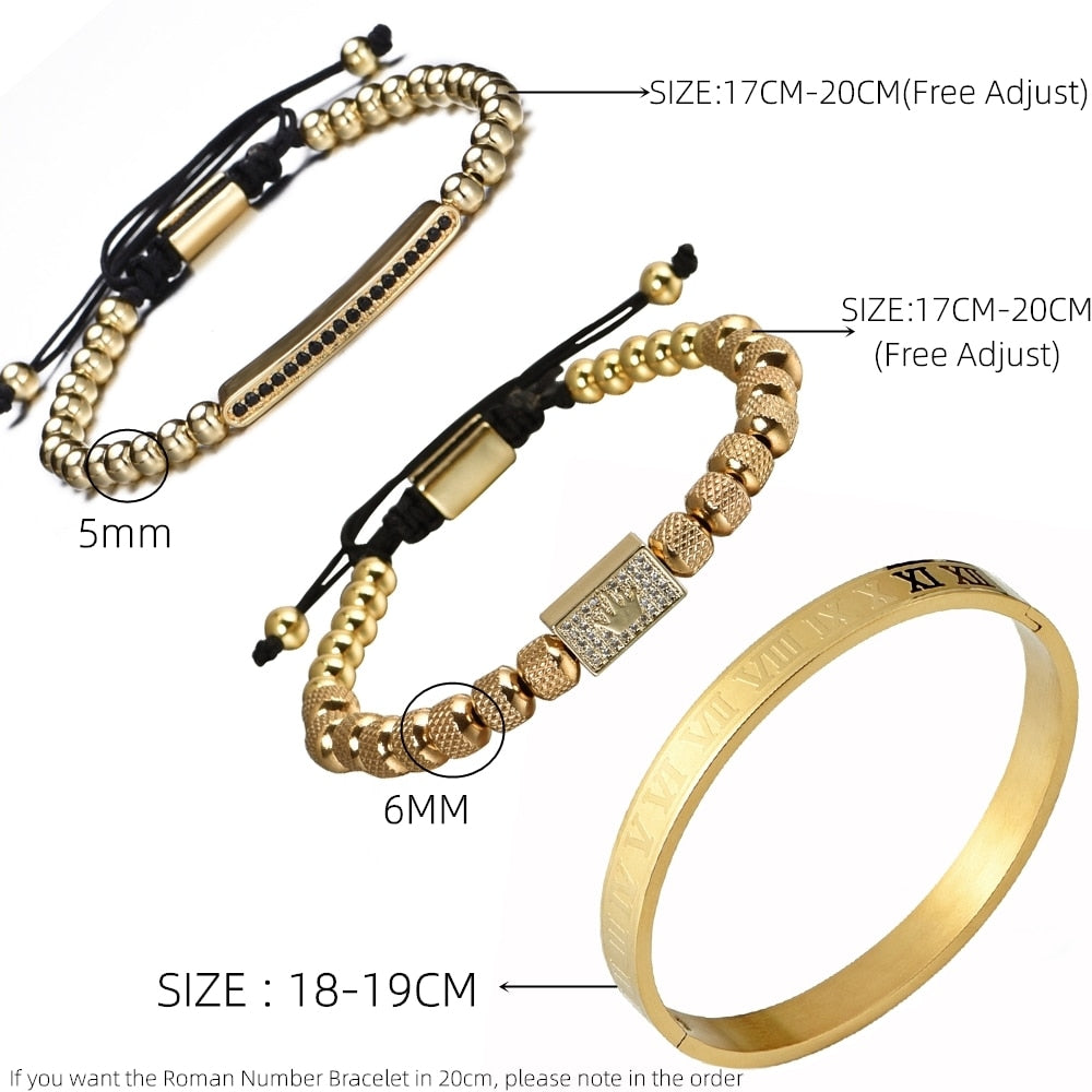 Luxury Gold Royal King Crown Men Bracelets