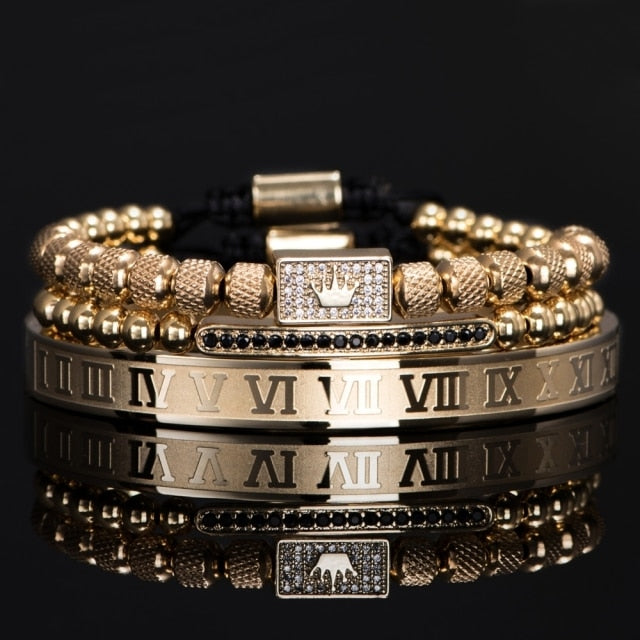 Luxury Gold Royal King Crown Men Bracelets