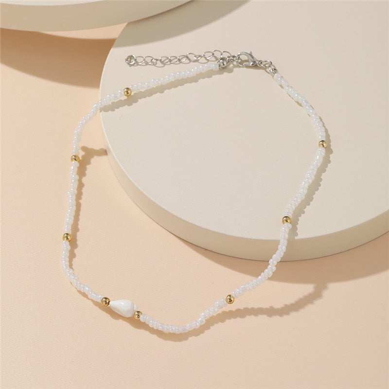 Trendy Bead Strand Beaded Choker Necklace