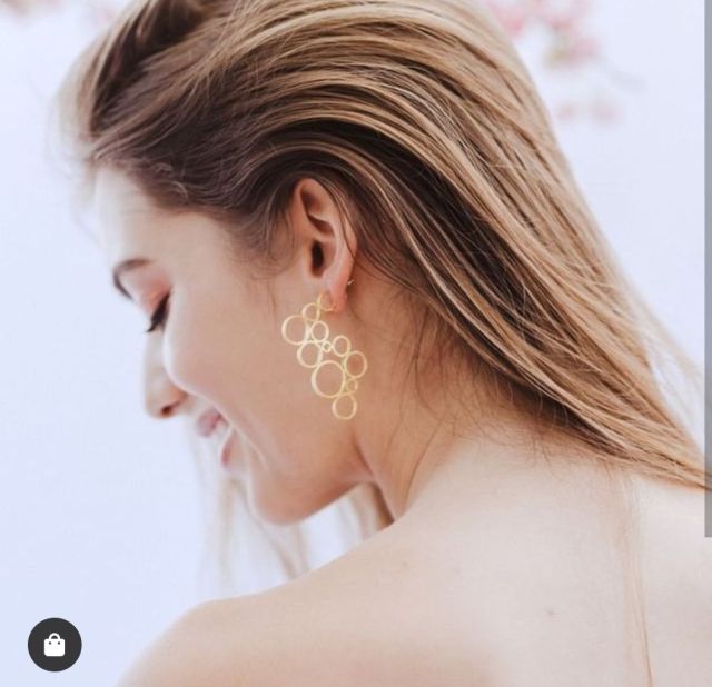 Charms Gold Big Flowers Statement Earrings