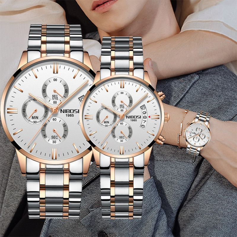 2pcs/set Couple    Sport Waterproof Elegant Women's Watch