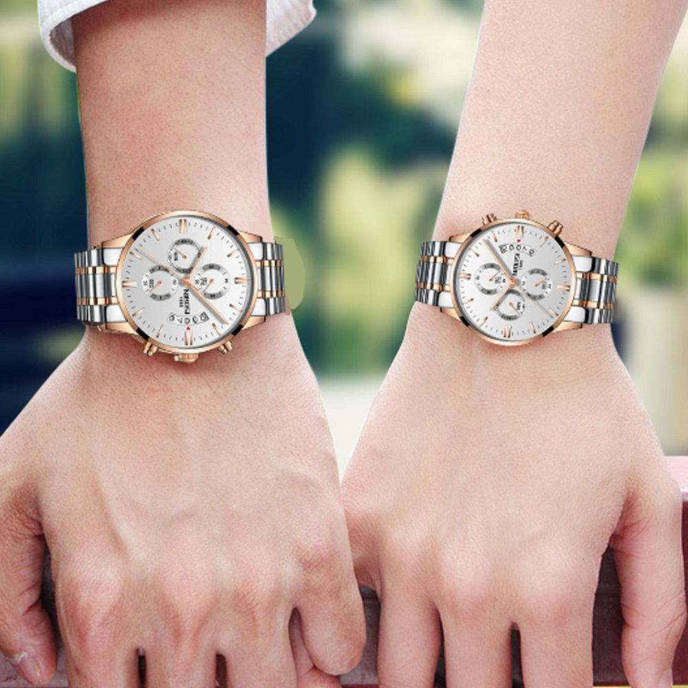 2pcs/set Couple    Sport Waterproof Elegant Women's Watch