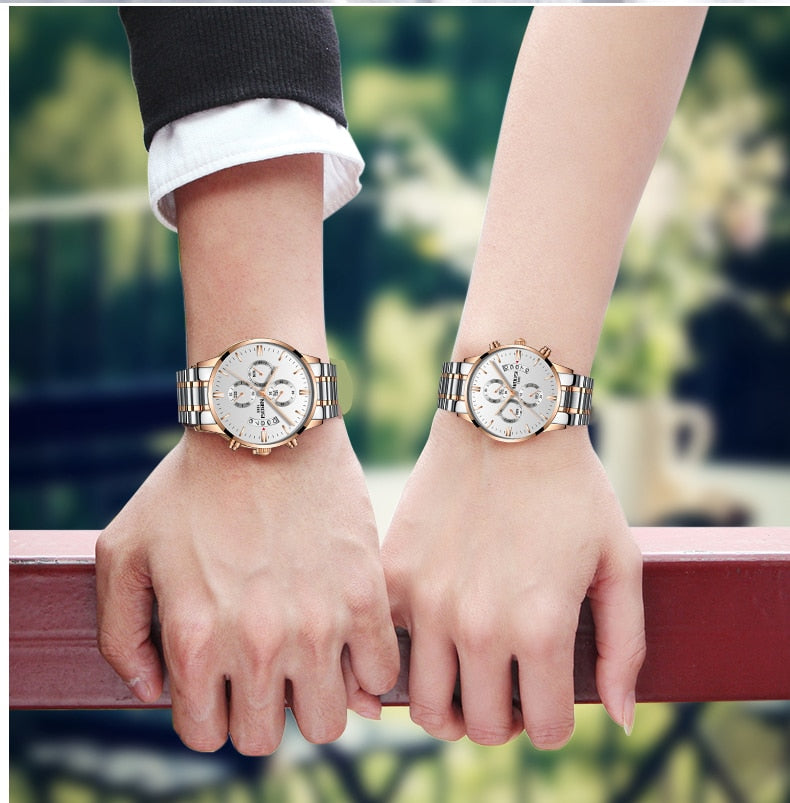 2pcs/set Couple    Sport Waterproof Elegant Women's Watch