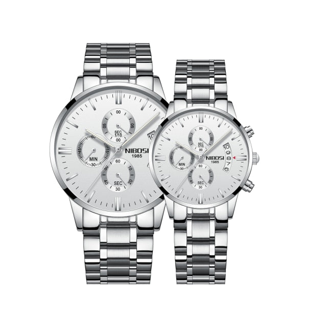 2pcs/set Couple    Sport Waterproof Elegant Women's Watch