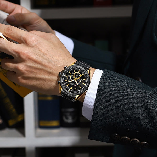 Relojes de pulsera de cuarzo para hombre, relojes cronógrafo deportivos de lujo