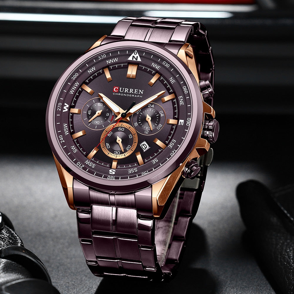Men Quartz Wristwatches Luxury Sporty Chronograph Watches