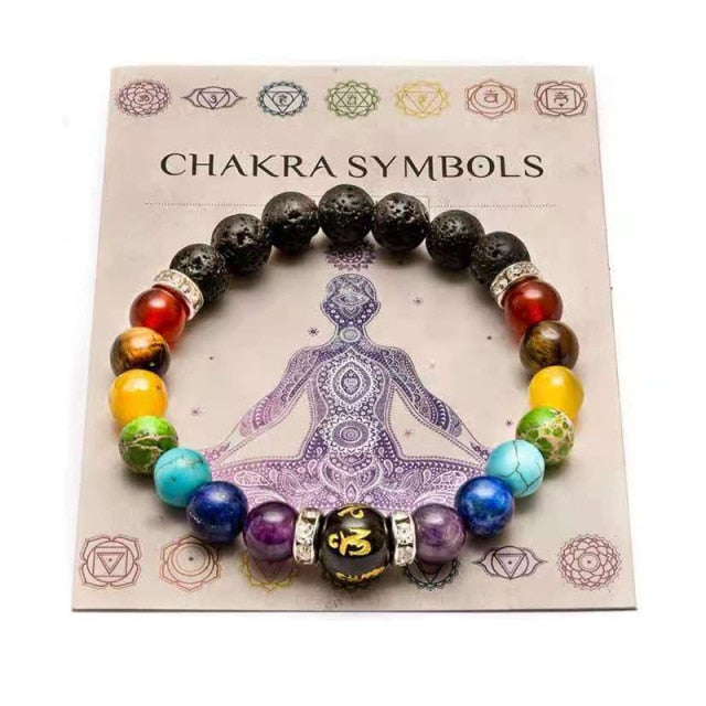 7 Chakra Bracelet with Meaning Cardfor