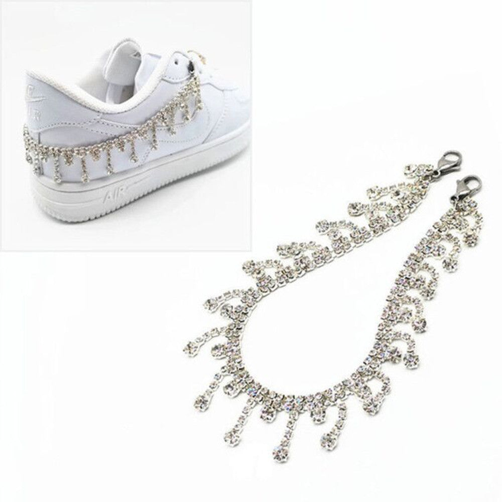 2 Crystal Rhinestone Fringe Tassel Shoe Jewelry  Chain