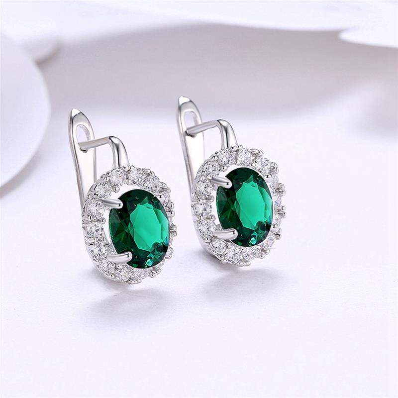 Fashion Women Earrings Big Green Shiny Crystal Cubic Zircon Stone Earrings