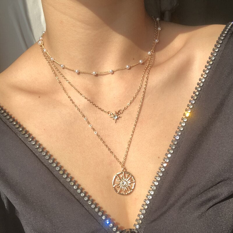 Vintage Multilayer Pendant Butterfly Necklace