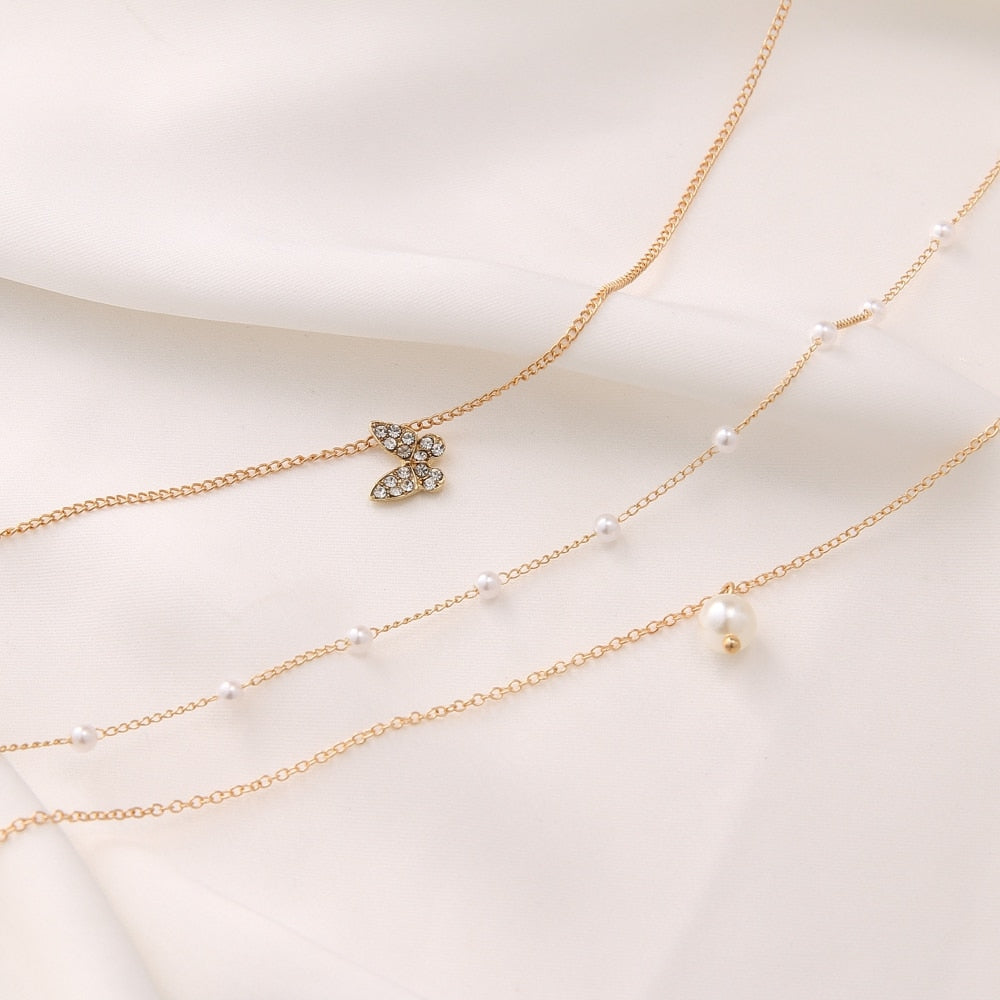 Vintage Multilayer Pendant Butterfly Necklace