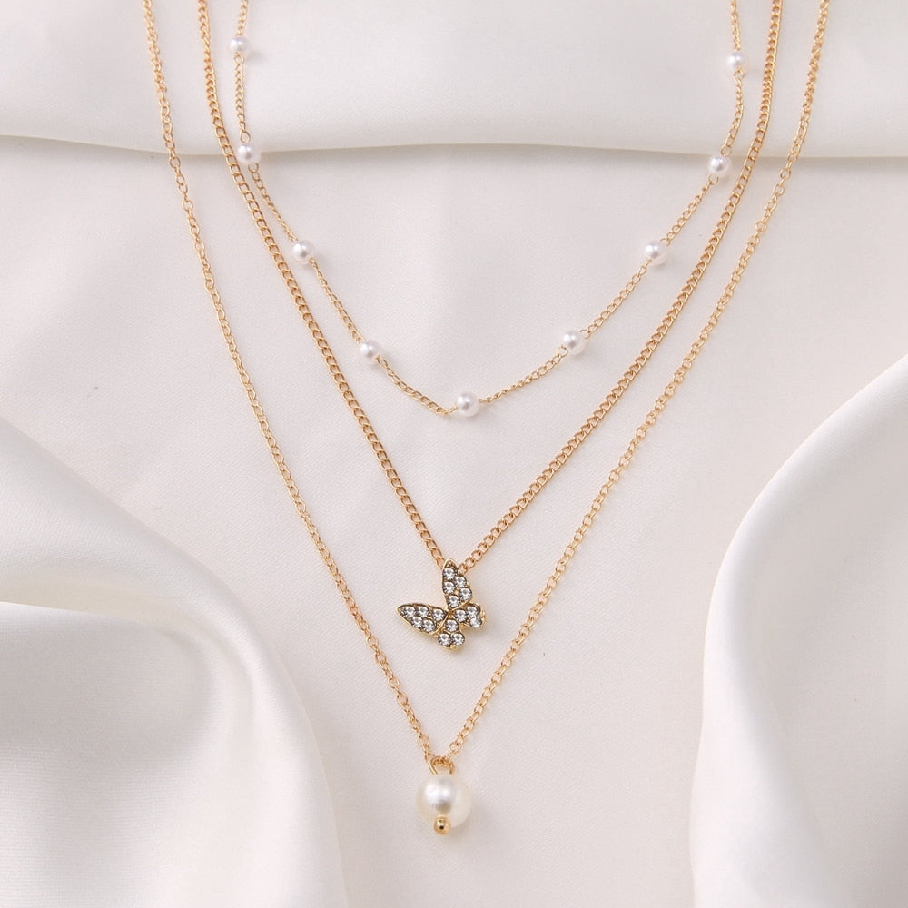 Vintage Multilayer Pendant Butterfly Necklace